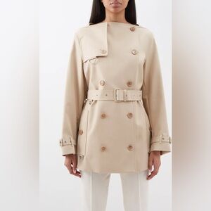 burberry collarless double-breasted cotton-twill trench coat